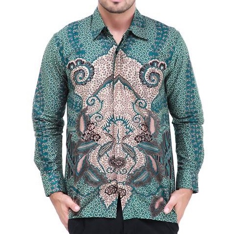 Kemeja Batik Pria Modern Lengan Panjang Casual Modis Slim Fit Trendy Masa Kini OL 162