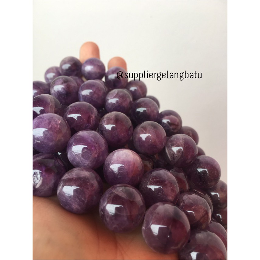 bahan batu kecubung susu 16mm amethyst kalimantan martapura original aksesoris fashion pria wanita