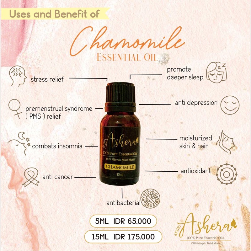 ATSIRI ASHERA CHAMOMILE / 100% PURE ESSENTIAL OILS / 100% MINYAK ESSENTIAL MURNI / AROMATHERAPY OIL