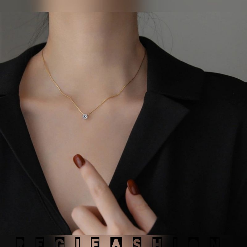 Kalung Nagita Slavina Mata Satu Gold Kalung Wanita Korea Terlaris Anti Karat tidak Luntur