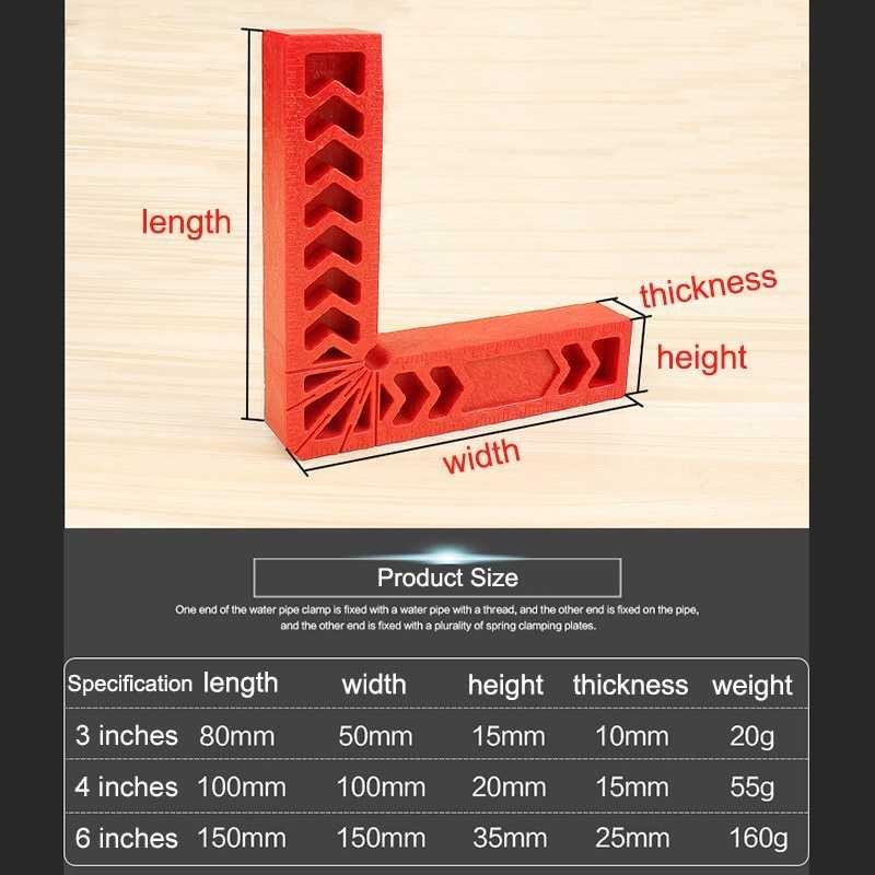 Corner Clamp Penjepit Sudut Frame Kaca Kayu Angle 90 Derajat 6 Inch - JDH99 - Red