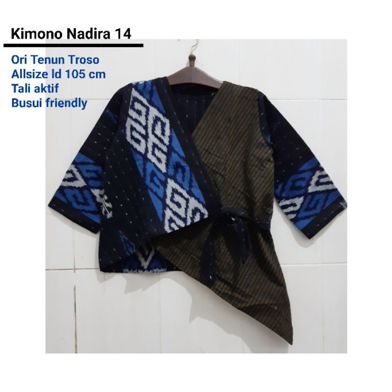 Kimono tenun troso mix lurik dan kimono nadira tenun.