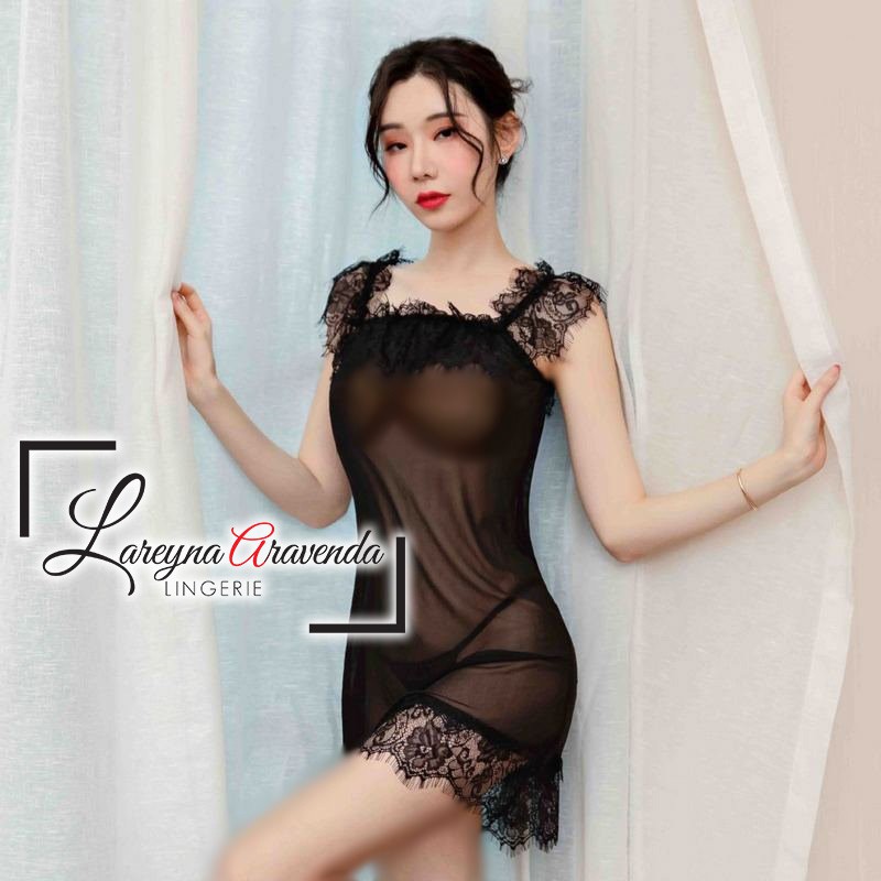 (BISA COD) Set Lingerie + G String Seksi Fit M/L/XL/XXL Model Lace Kemben LG309