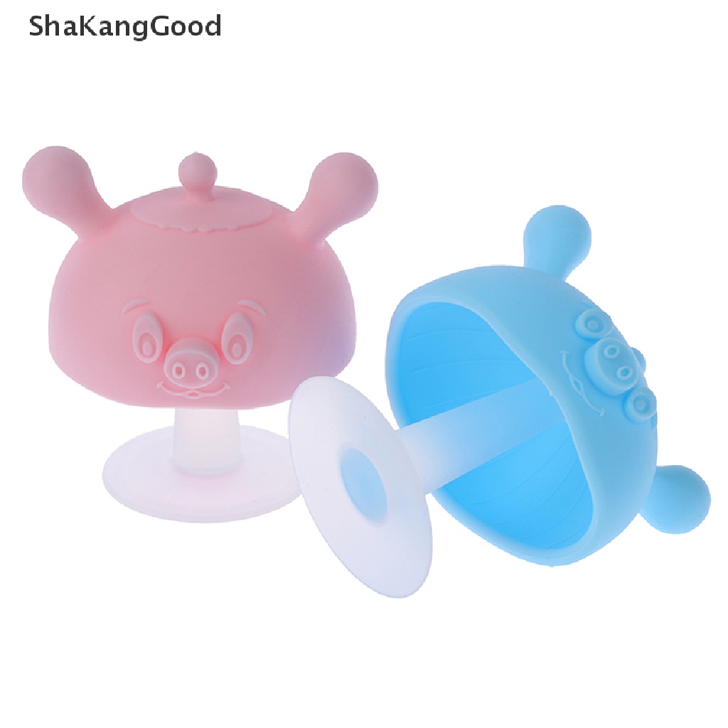 Skid Mainan Teether Bentuk Jamur Kartun Multifungsi Bahan Silikon Untuk Bayi