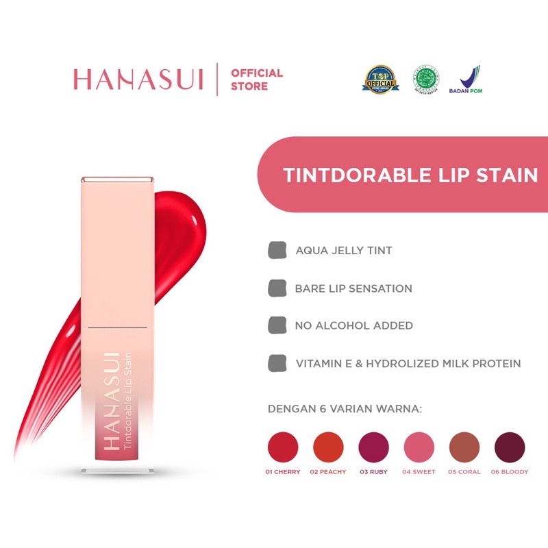 HANASUI Tintdorable Lip Stain LIPTINT - Lip Tint Ringan, Lip Tint Murah