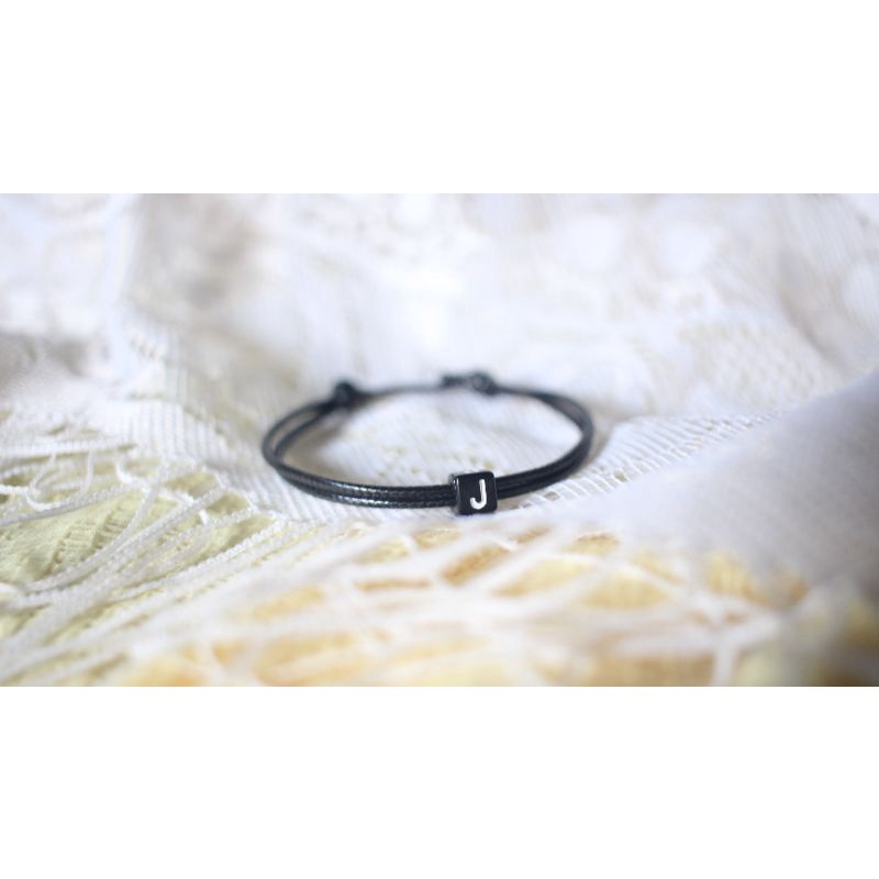 Set Gelang Couple Inisial Nama Huruf | Gelang Tali Simple Tipis | Waterproof Anti air | Adjustable | Couple Pasangan Sahabat | Cowok Cewek | Hitam Tipis | Minimalis Vintage Etnik Modern | Murah | Gelang Copel Cauple Kapel Huruf Inisial Nama Murah