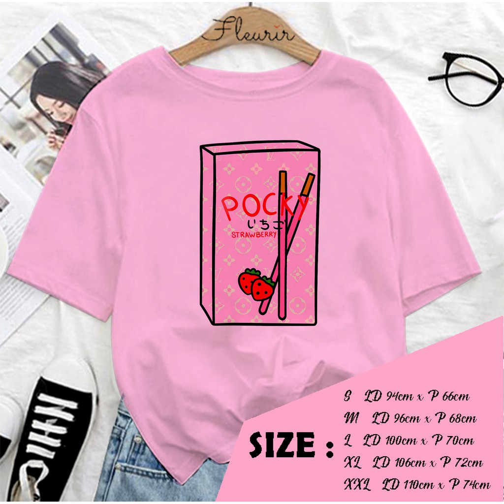 FLEURIR - KAOS WANITA POCKY ELVE DEWASA LENGAN PENDEK TUMBLR TEE UNISEX