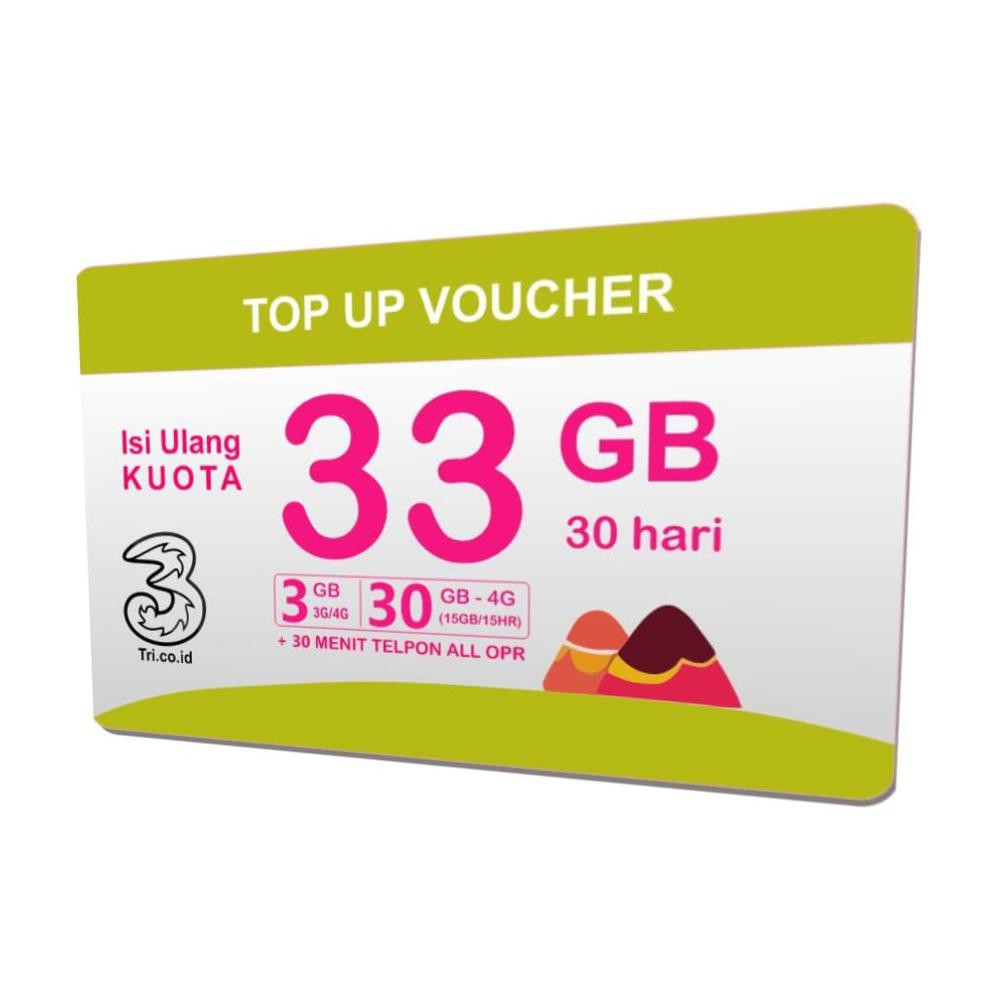 Best Seller TRI voucher fisik 33gb nonstop lte Murah