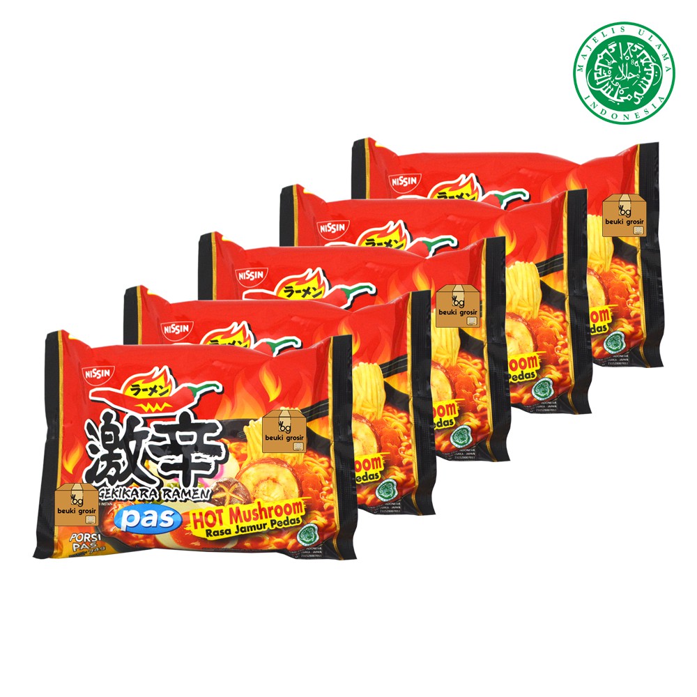 

5PCS Nissin Gekikara Ramen Pas Hot Mushroom Rasa Jamur Pedas Harga Grosir Lebih Murah - 5pcs x 74gr