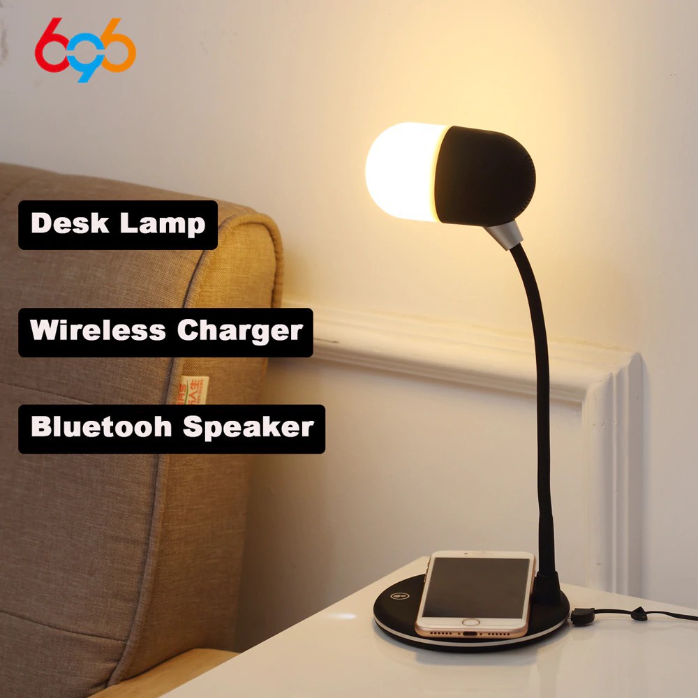 iKawai 3in1 Smart Wireless Charger 10w  Bluetooth Speaker Table Lamp LED