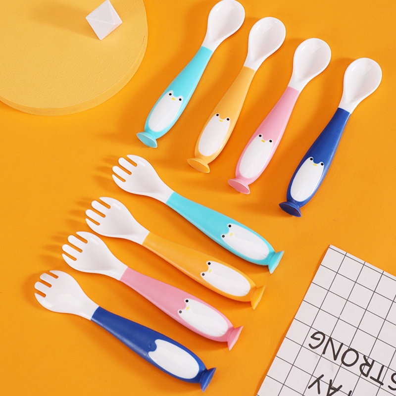 Set Garpu dan Sendok Bayi Silikon/Set garpu dan sendok bayi/Dapat ditekuk/Garpu dan sendok bayi L260
