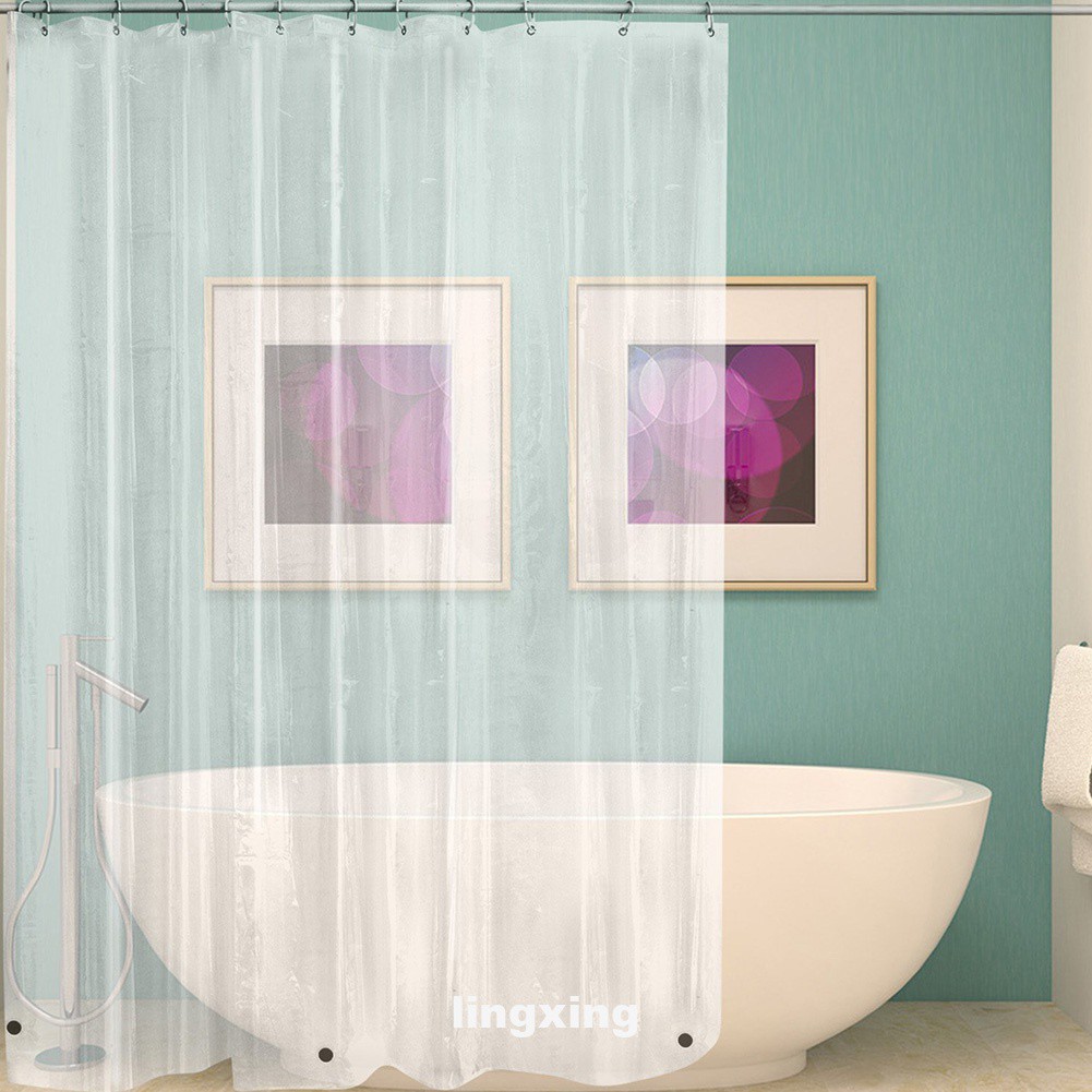 Home Lightweight Washable 12 Hooks Rust Resistant Holes Transparent Shower Curtain Shopee Indonesia