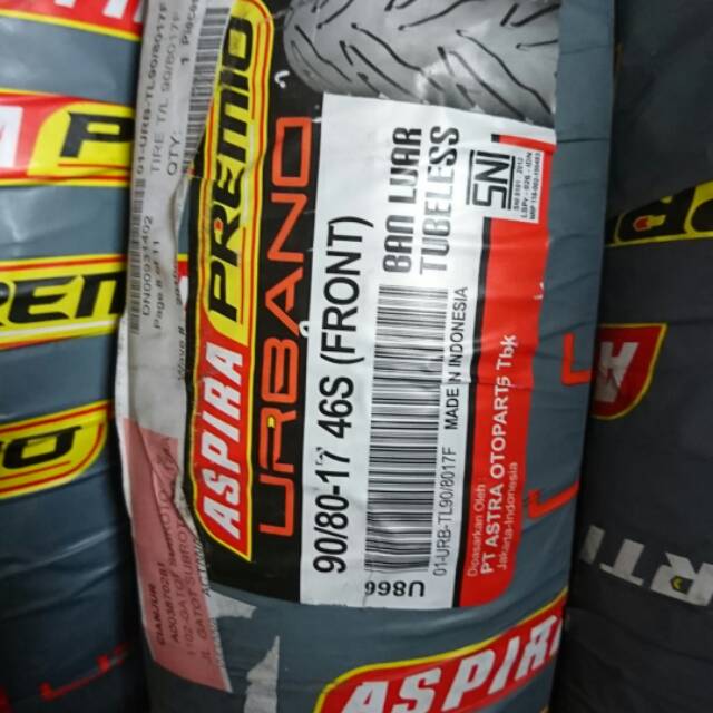 Aspira Premio Urbano 90/80 ring 17 ban depan tubles motor vixion byson supra