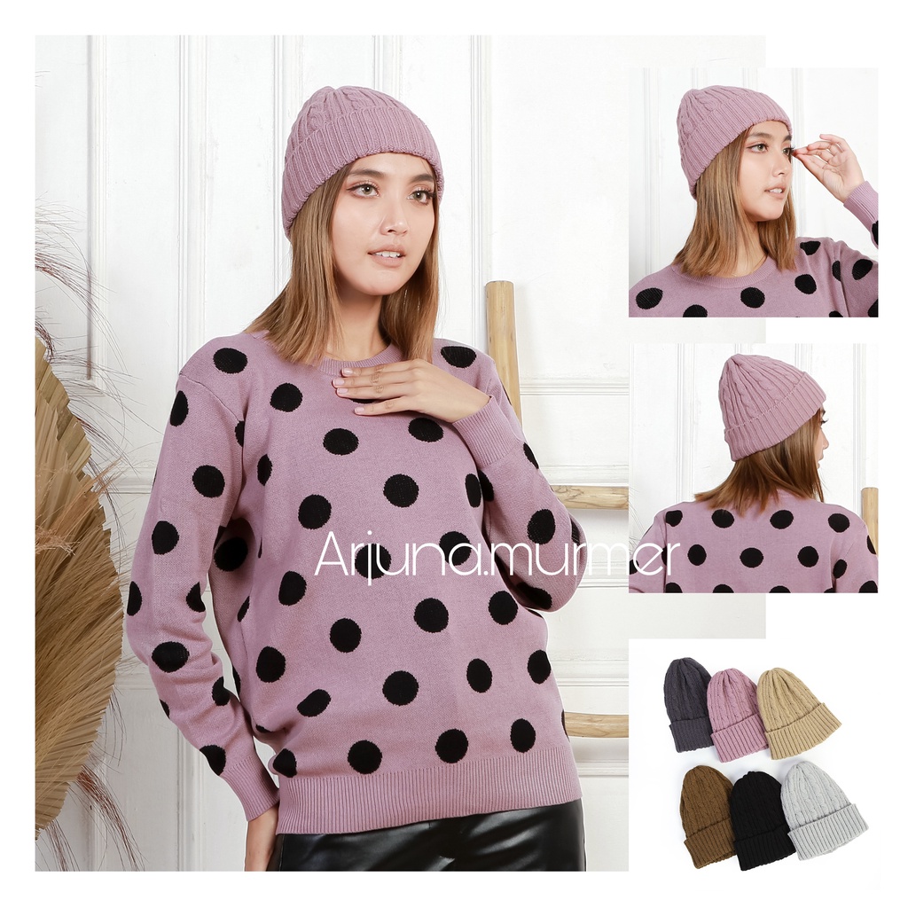 KUPLUK RAJUT PRIA/WANITA MOTIF CABLE ARJUNAMURMER