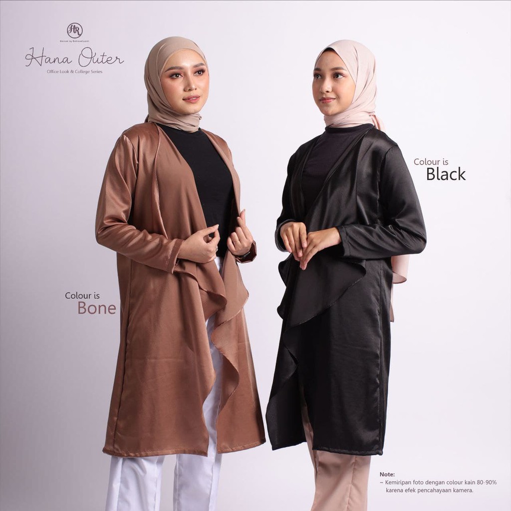 Hana Outer Hanum by Rahmadiyanti Bahan Silk Sateen Ringan Tebal Tidak Nerawang