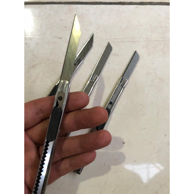 Cutter Besi Mini 12.5 cm / Cutter Stainless Lancip dan Datar