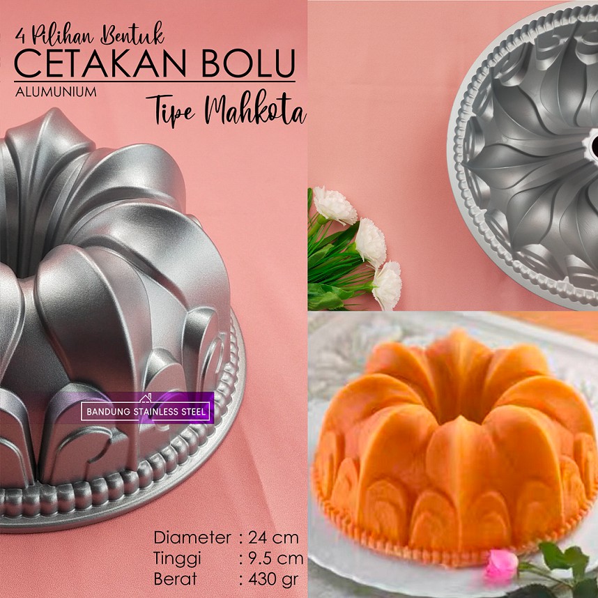 Loyang Cetakan Bolu Kue Basah 24 cm Anti Lengket Allumunium Bentuk Cantik 4 Model lebaran