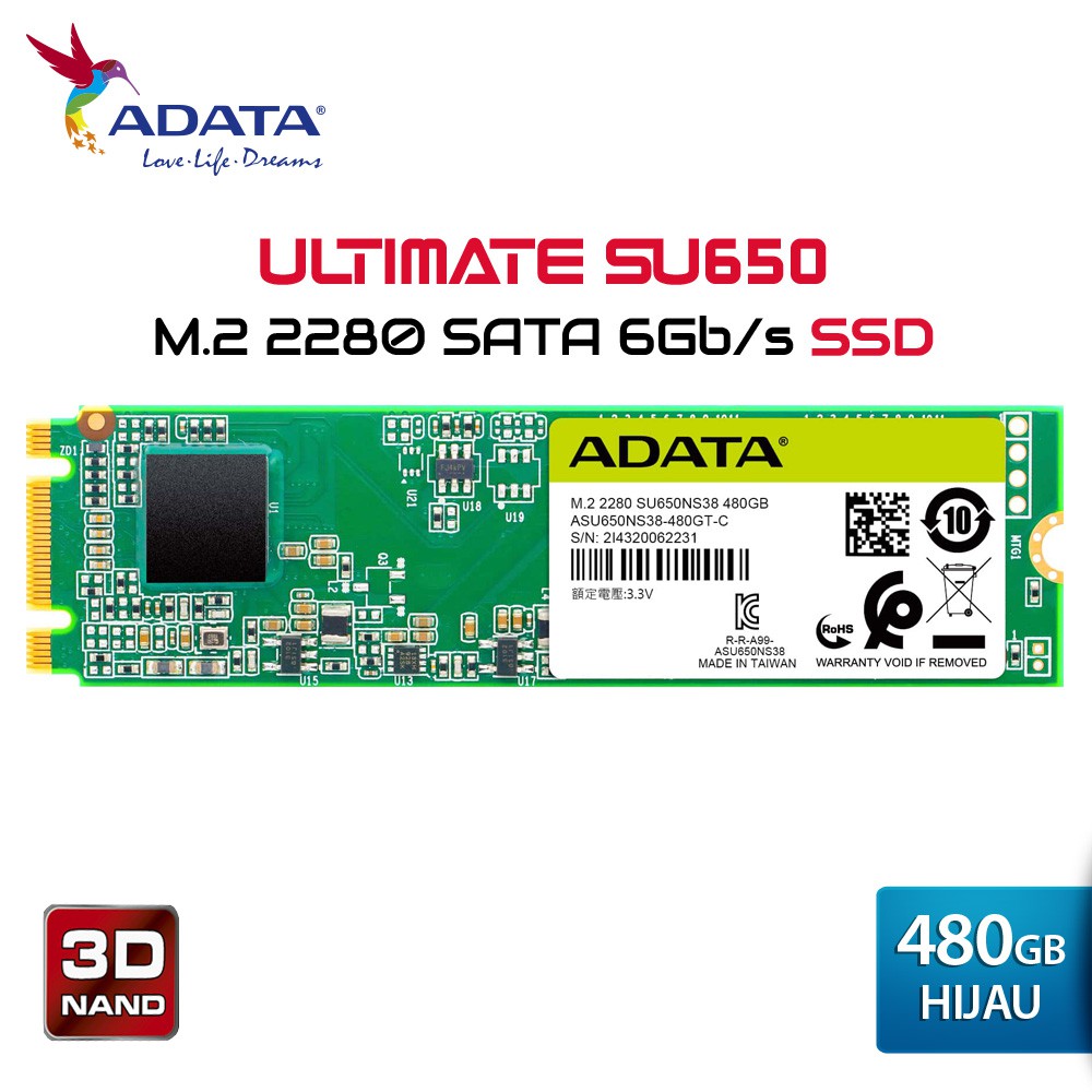 ADATA SU650 SSD Ultimate M.2 2280 SATA - 480GB