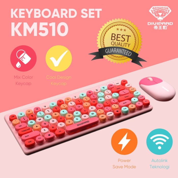 Keyboard Divipard Plus Mouse Wireless Combo KM510 Full Colour