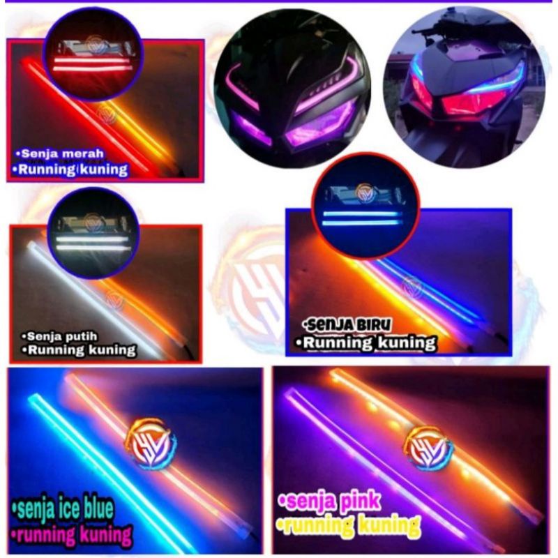 Sepasang Lampu Alis LED DRL  Slim Sen Runing 30cm 60cm 12 Volt motor mobil