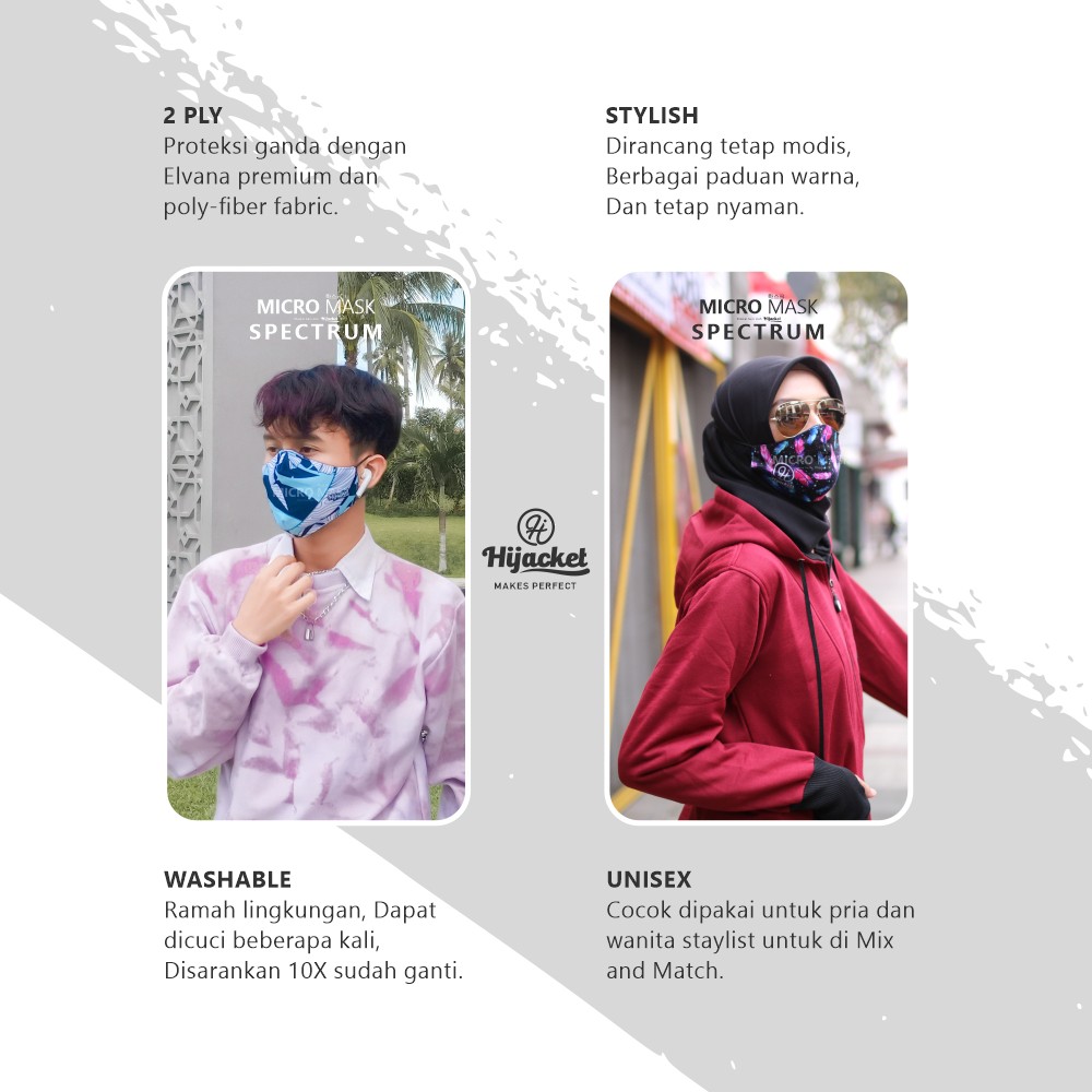 Micro Masker Hijab BLOCK UP TO 70% VIRUS 2 PLY Proteksi Premium fleece & poly-fiber Nyaman Bisa COD-2