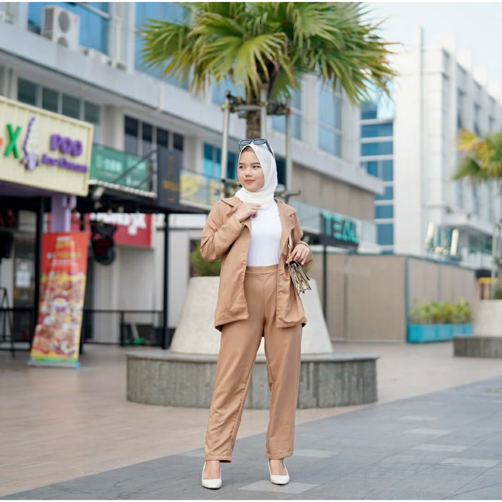 Tq88indonesia Fashion Setelan Cardigan Wanita Terbaru / NABILA BLAZER SET SHAKILA / Set Polos Wanita / Baju Stelan Kantor / Setelan Jas / Pakaian Kantor Wanita