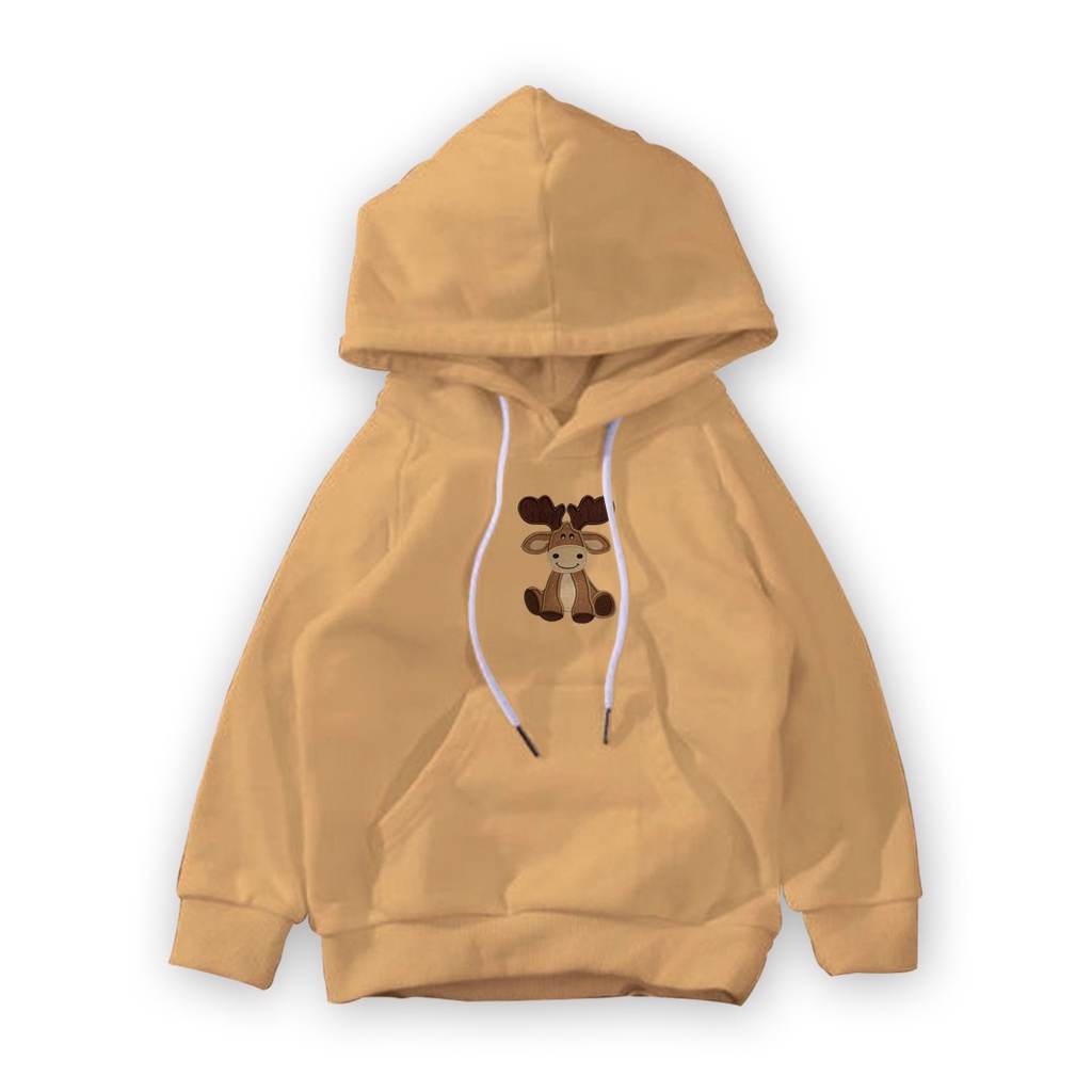 HOODIE ANAK UNISEX BORDIR CASUAL DEER SMILE FLEECE TEBAL MURAH TERBARU'