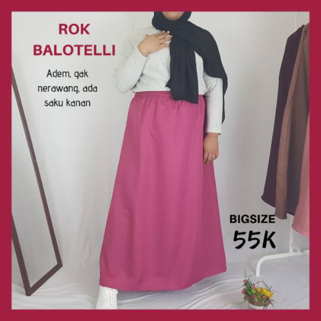 BALJUM [BIGSIZE/JUMBO] Rok Balotelli Jumbo / Bigsize Panjang Polos Muslimah (Premium) XXXL (COD)