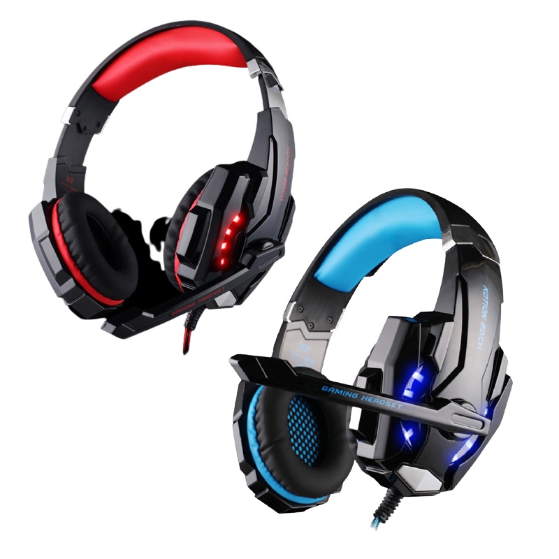 Headset Gaming Kotion Each G9000 Twisted with LED Light Red Blue