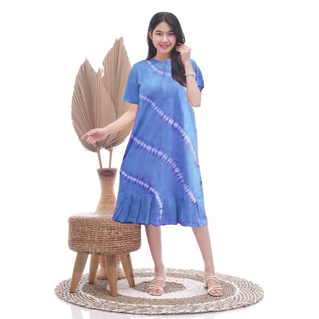 Daster Ruffle Bahan Kaos Batik Varo Warna Pastel