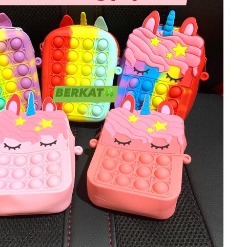 ○ () Tas anak Pop it Unicorn mini bag hand bag Tempat Pensil Kotak Pensil Unicorn ➽