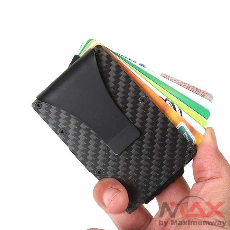 DailyLife Dompet Kartu Kredit Slim Carbon Fiber Clip Holder Purse pria wanita RFID Kartu Emoney ATM