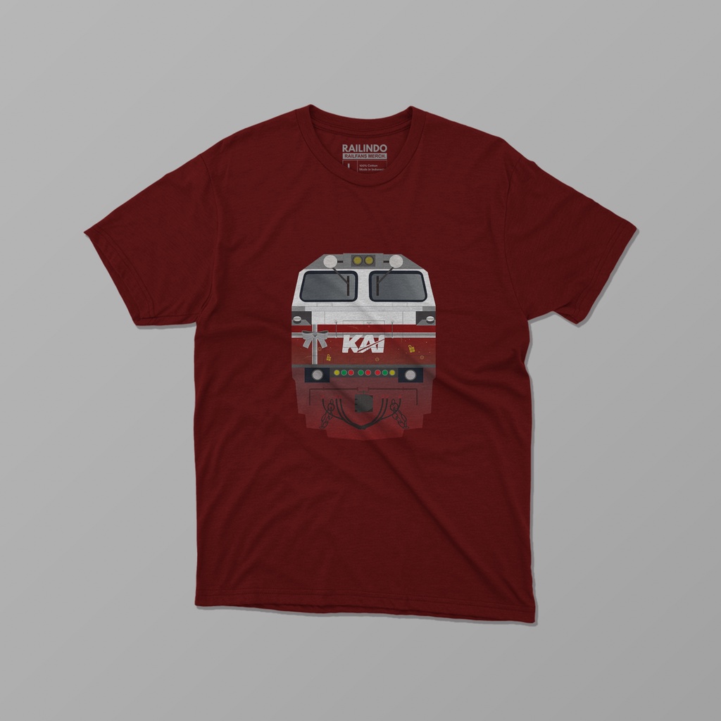 Railindo - Kaos Kereta Api Lokomotif CC206 Spesial Livery Natal