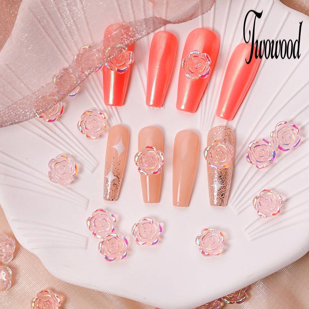 Twowood 1 Kantong Ornamen Bunga Kamelia 3D Bahan Resin Anti Air Untuk Dekorasi Nail Art DIY Charms