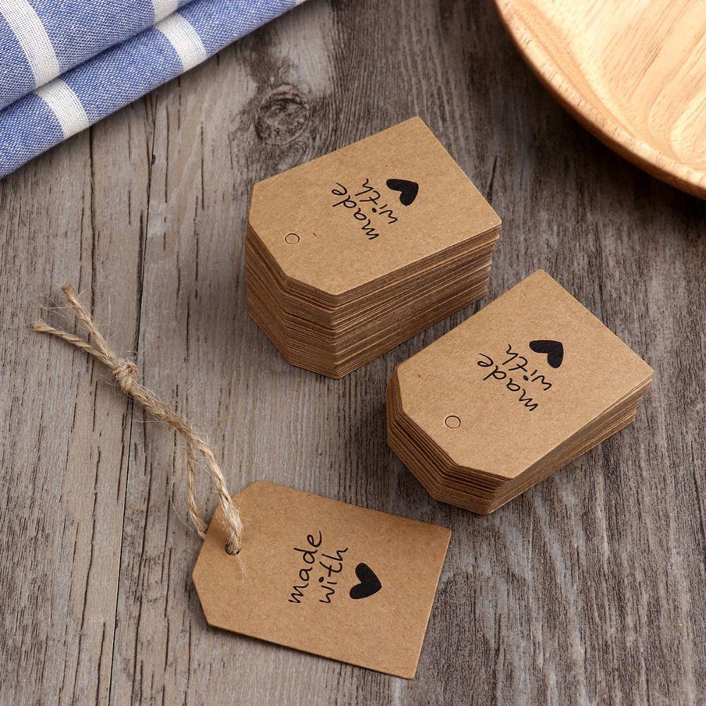 Preva 100 Pcs Kartu Hadiah Penjualan Panas Kertas Kraft Perlengkapan Pernikahan Label Kosong
