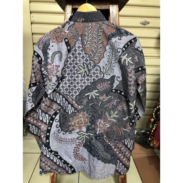 UL baju Batik Pria Lengan Panjang lapisan furing hero,Warna ungu,warna lilac,Batik Premium,Batik Modern,Batik Jumbo,Batik Solo,Batik Kantoran