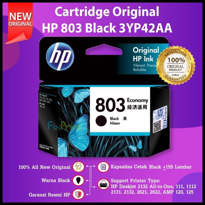 Hp 803 Black Economy 3Yp42Aa Cartridge Tinta Printer 1112 2132 2622