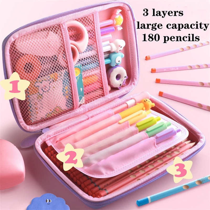 Tempat Pensil Motif Unicorn 3D Ukuran Besar Untuk Anak Perempuan