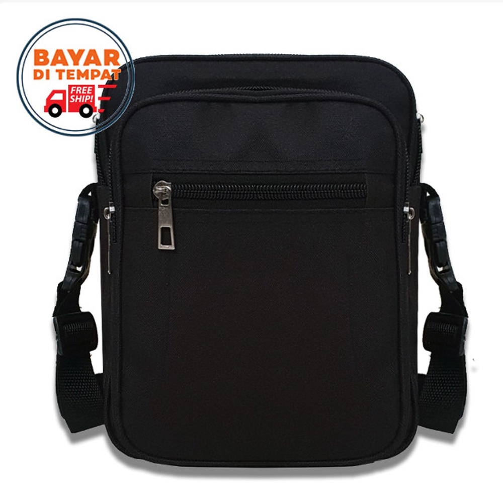 SHOPEE 6.6 SUPER SALE!! Tas Selempang Pria Murah Bahan Semi Nilon K-15 Tas Slempang Pria Polos Casual Tas Hangout Tas HP Tas Smartphone #Black