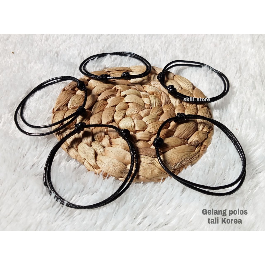 Gelang Polos Hitam Tali Korea (water proof)