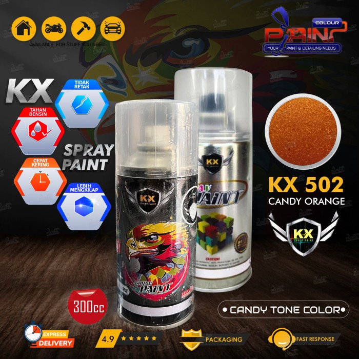 Cat Semprot Aerosol / Pylox KX Autocare Paint - KX 502 Candy Orange