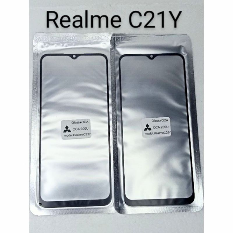 Kaca Depan Realme C21Y | C 21 Y Kaca LCD TS TC Touchscreen Glass LCD+Lem Plus Oca Kering Original