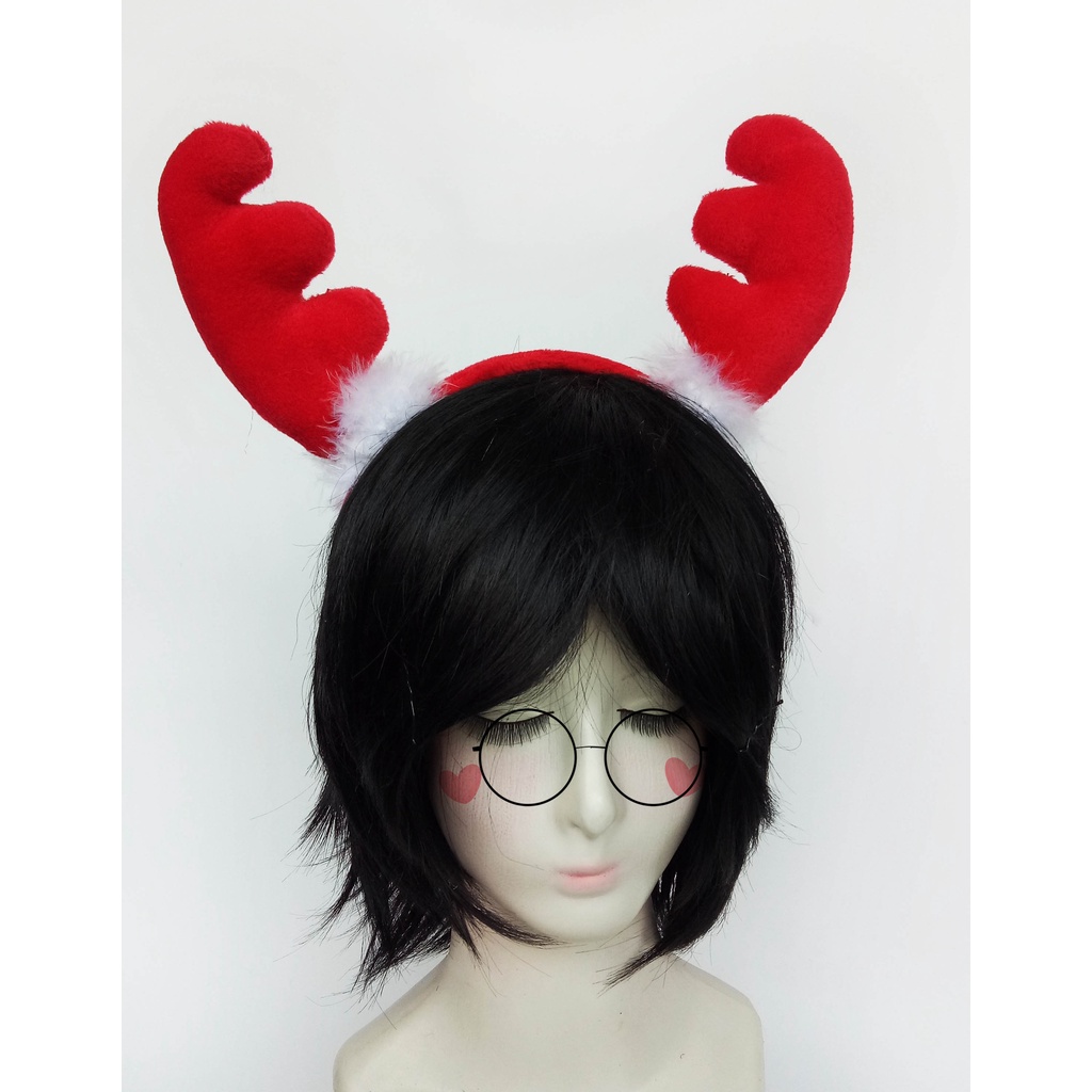 Bando tanduk rusa velboa coklat christmas cosplay kawaii anime game halloween sexy cute horn deer