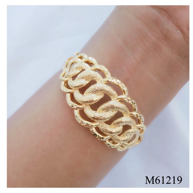 Gelang Tangan Bulat Lebar Tebal Gold Emas Bangkok