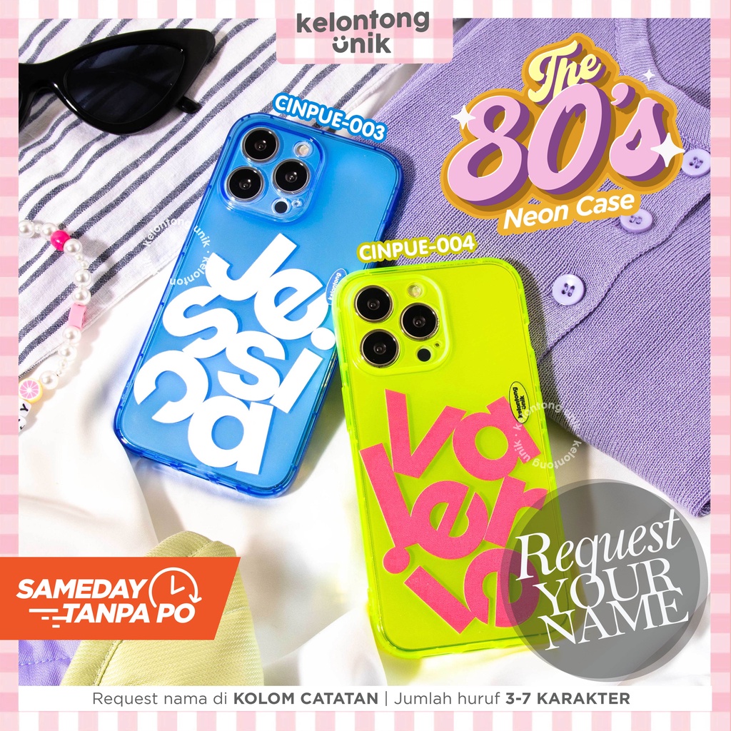 LANGSUNG KIRIM TANPA PO | (Seri 2) For iPhone - THE 80'S Neon Case - Premium Case Custom Nama