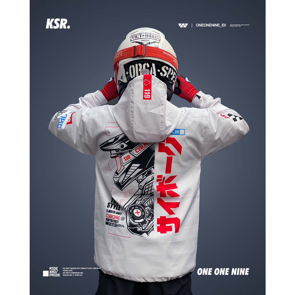 KSR ONEONENINE - WHITE RED CYBORG TASLAN JACKET