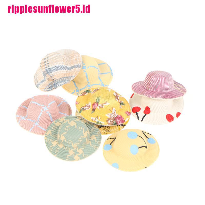 1pc Miniatur Topi Matahari Motif Bunga Kartun Skala 1: 12 Untuk Rumah Boneka