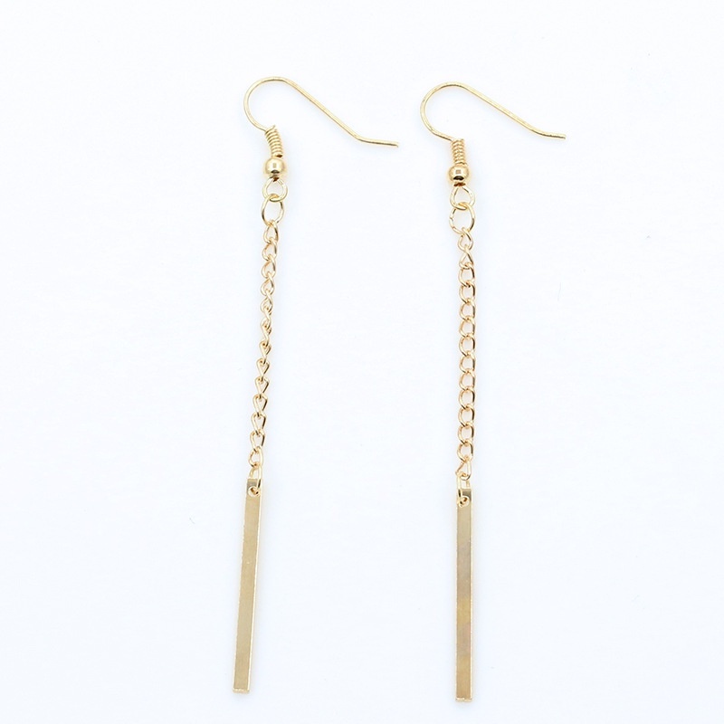 YSM ANTING TUSUK ALA KOREA 1202 ANTING WANITA KOREAN FASHION PANJANG PITA PERSEGI BUNGA EARRING MURAH IMPORT-RANTAI PANJANG GOLD