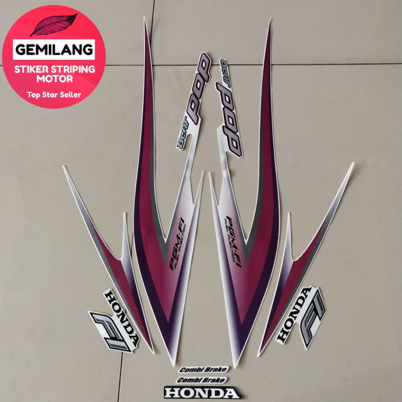 Striping Decal Polet Sticker honda beat pop 2014 2015 stiker list body putih motor standar kualitas 