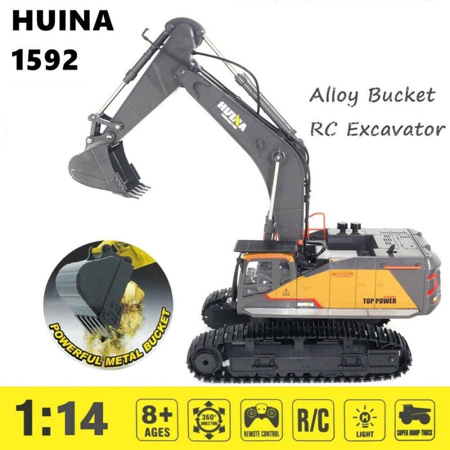 Jual Huina RC 1592 Alloy Bucket 1/14 Excavator Truck Mobil Remote